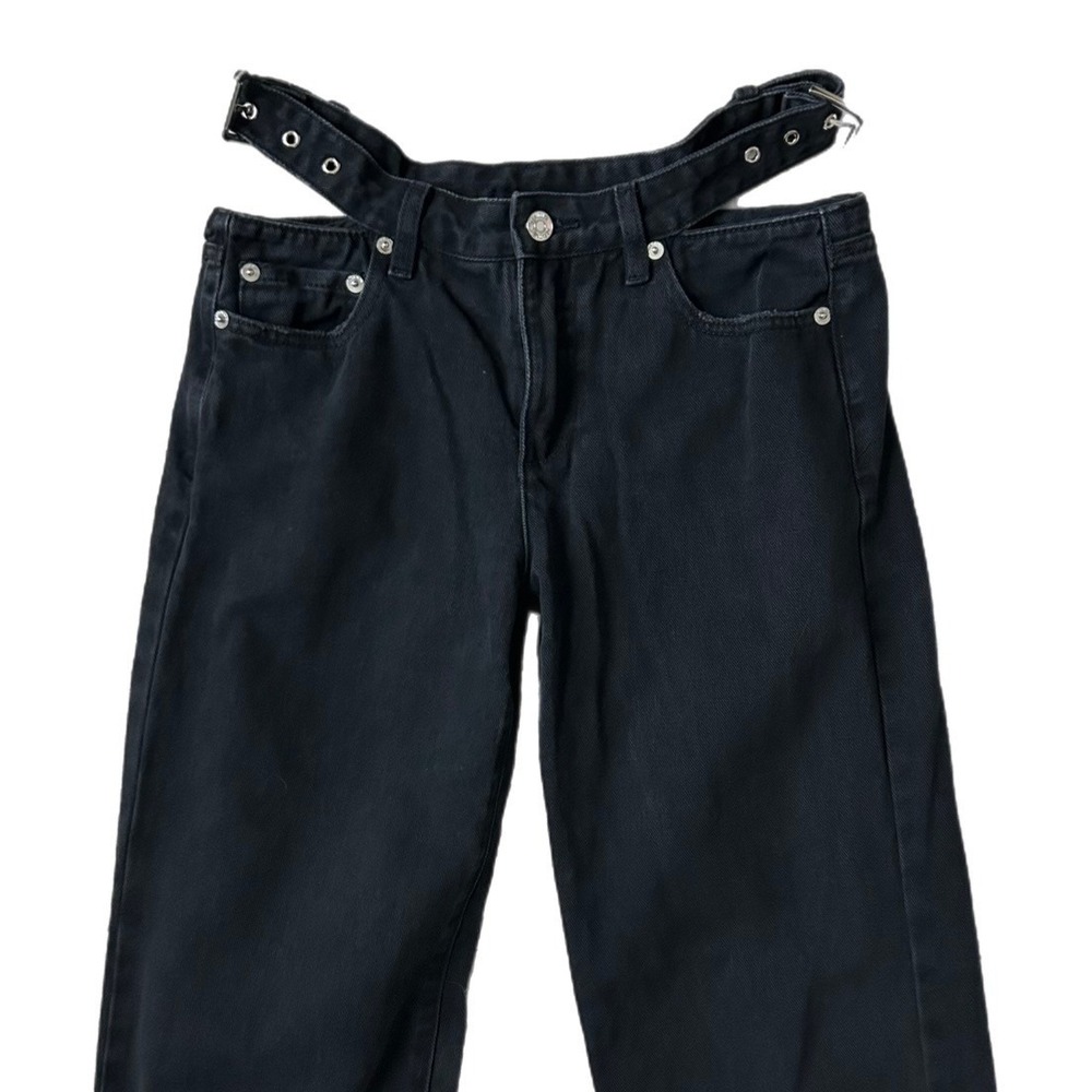 SER.O.YA Stone Black Christy Cut-Out Double Waistband Straight Leg Jeans Size 23 - Picture 3 of 8